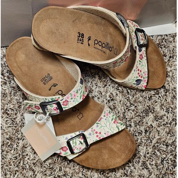 Birkenstock Papillio Dorothy Wedge Sandals Meadow Flowers Beige Size 7 - Picture 10 of 11